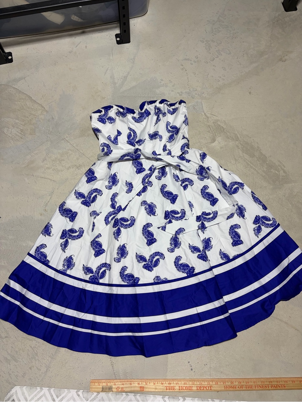 White House black market White blue Strapless Dress with Paisley Print 12